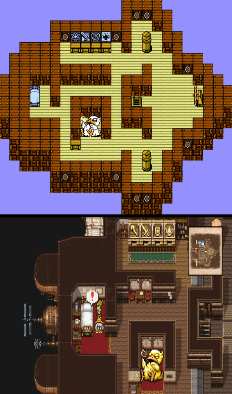 I forgot to take a picture of the airship interior. Bottom screenshot is courtesy of IGN and can be found here: https://www.ign.com/wikis/final-fantasy-iii-pixel-remaster/The_Invincible