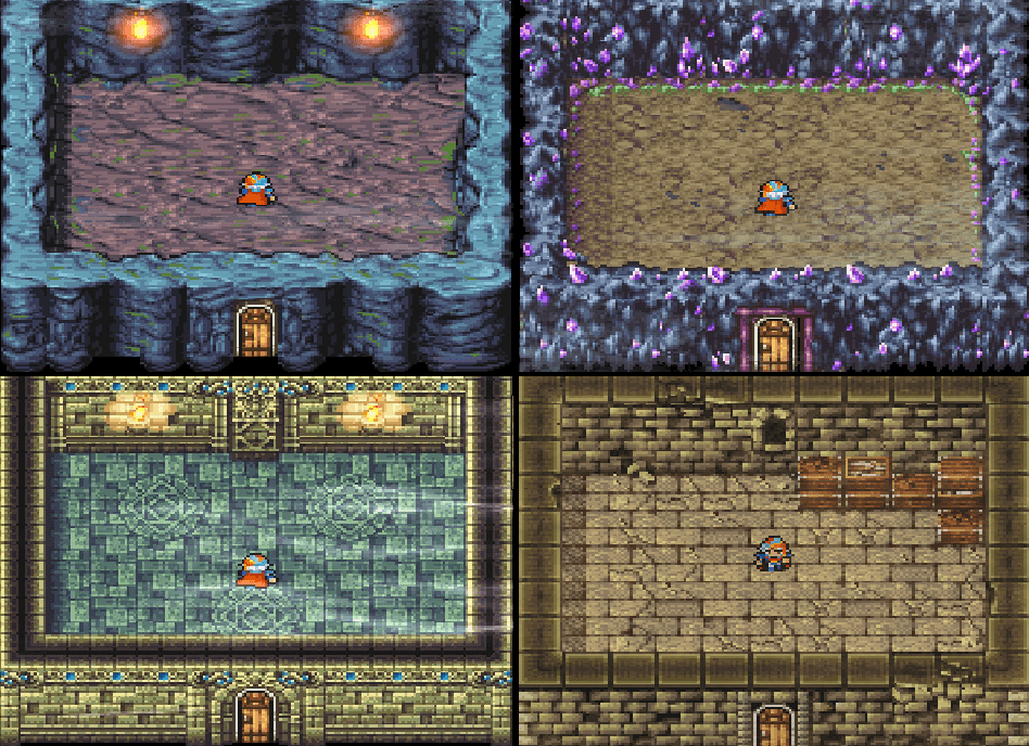 When compiling this photo I realized I didn't actually screenshot four empty rooms so I did a quick google search for empty rooms in Final Fantasy II and came up with a collage from reddit. The picture from reddit is in the lower right.